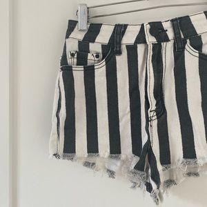Striped Cutoff Jean Shorts